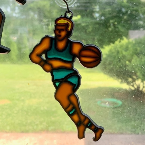 VTG Lot of 3 Stained Glass Style Sun Catcher Sports Basketball Bowling Football - Picture 13 of 13